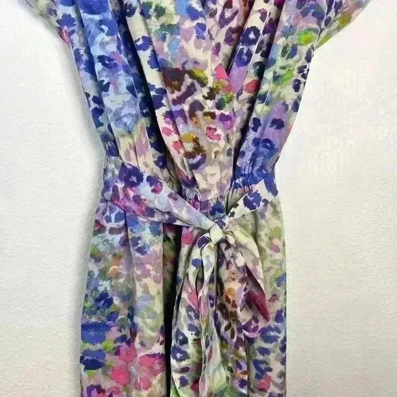 Presley Skye Silk Watercolor Dot Faux Wrap Dress Size PXXS - Picture 7 of 15